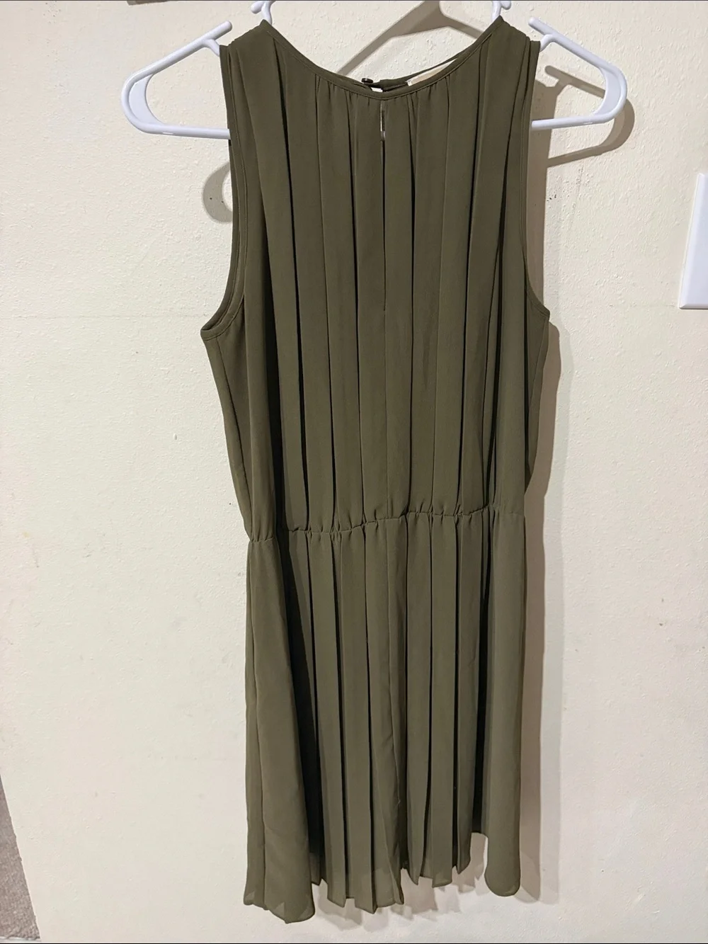 Michael Kors Olive Pleated Sleeveless Mini Dress